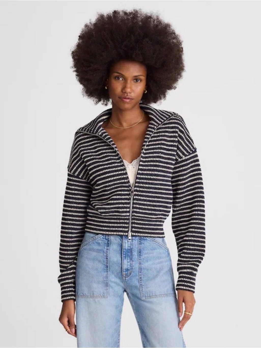 Madewell Zip-Up Knit Jacket Midnight Navy Size Xs So Soft!!!